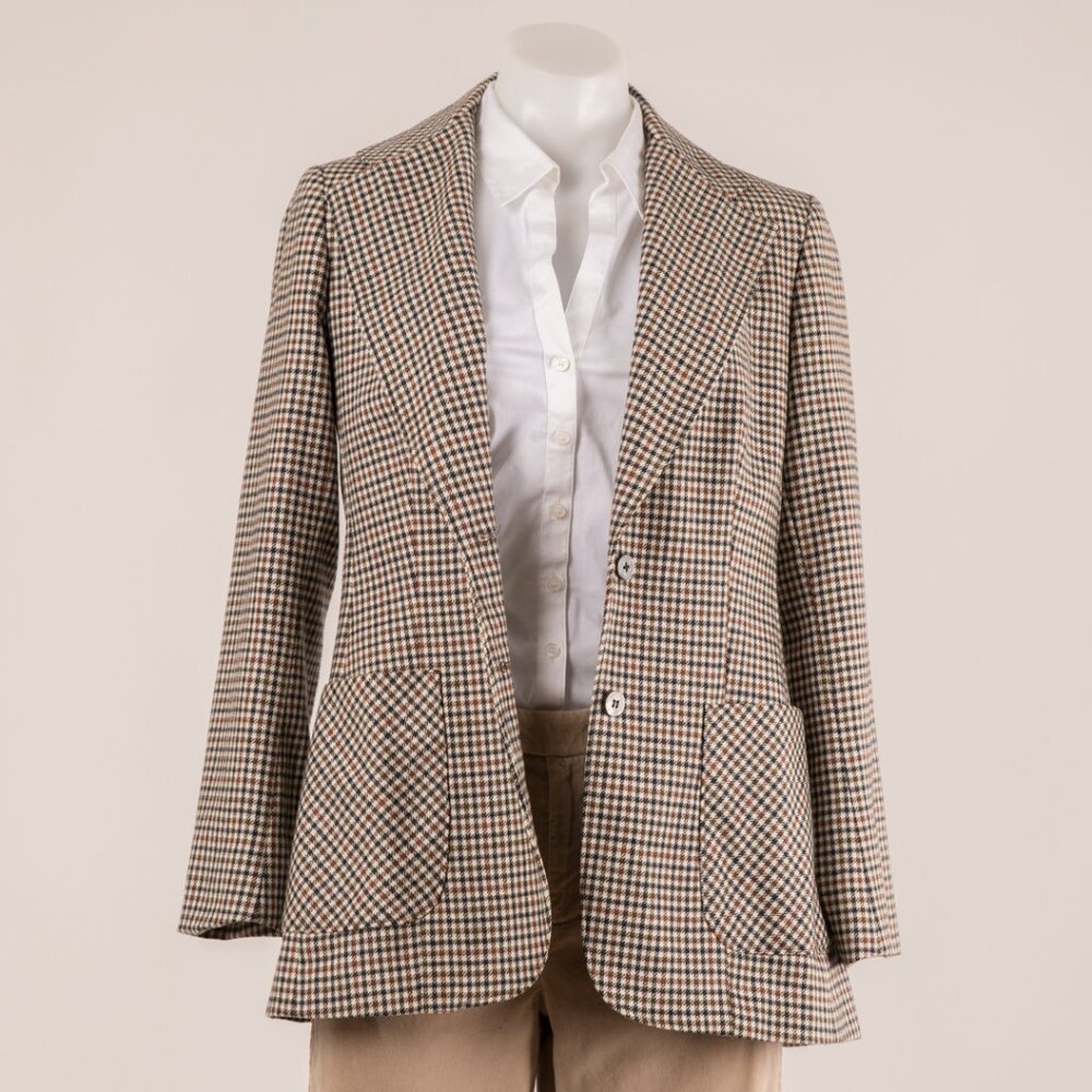 Classic Brown Houndstooth Tailored Blazer | Size 8 - Picture 2 of 8
